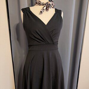 EUC Grace Karin sz Large little black dress wrap v-neck swing flared style